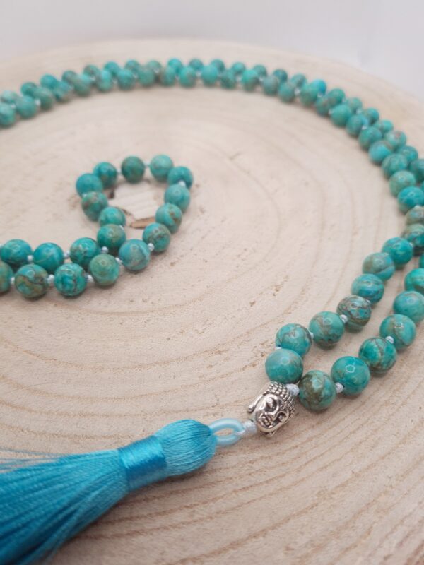 Mala mit Türkis silberner Buddha Kopf