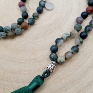 Mala mit Achat silberner Buddha