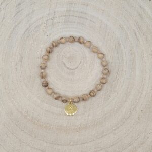 Armband mit Mondstein & Holzperlen